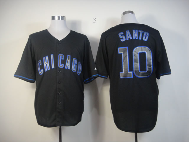 MLB Chicago Cubs 10 santo Black Fashion Jerseys