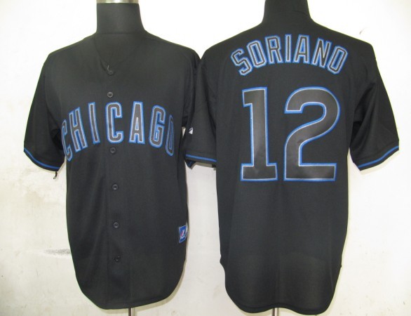 MLB Chicago Cubs 12 Soriano Black Fashion Jerseys