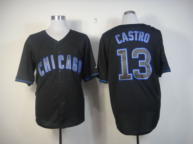 MLB Chicago Cubs 13 Castro Black Fashion Jerseys