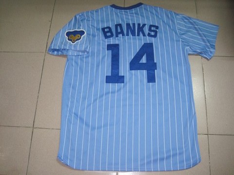 MLB Chicago Cubs 14 BANKS blue strip jerseys
