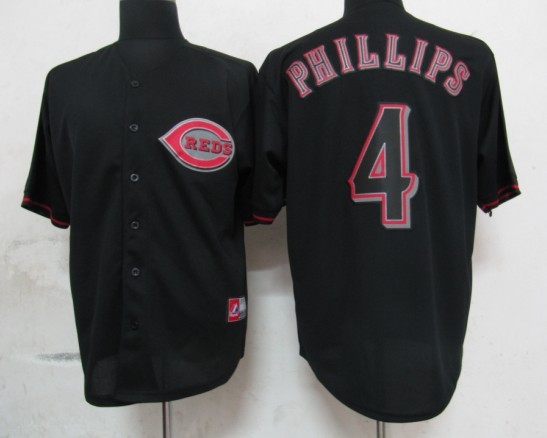 MLB Cincinnati Reds 4 Phillips Black Fashion Jerseys