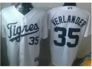 MLB Detroit Tigers #35 Justin Verlander White Jerseys