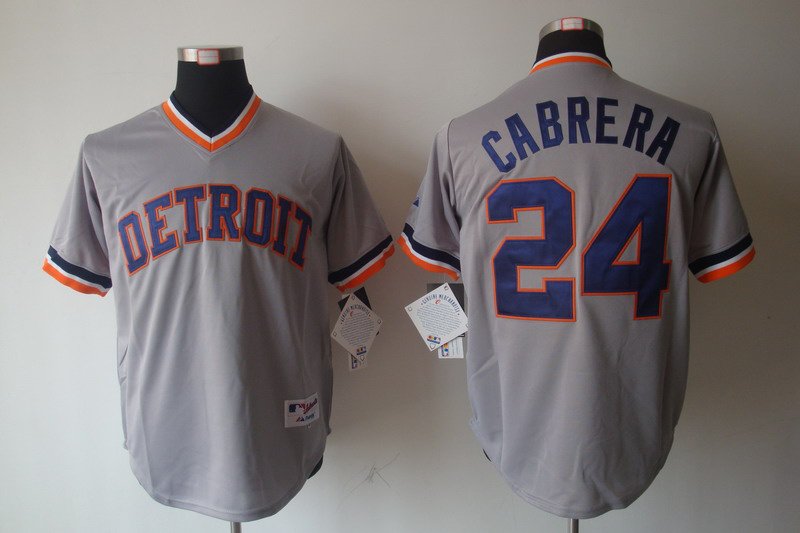 MLB Detroit Tigers 24 Miguel Cabrera Grey Jerseys