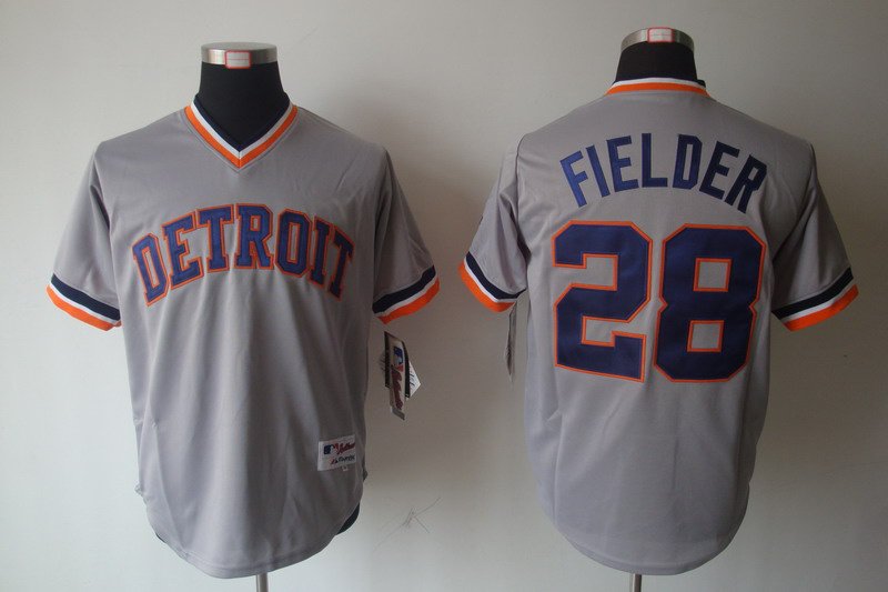 MLB Detroit Tigers 28 Prince Fielder Grey Jerseys
