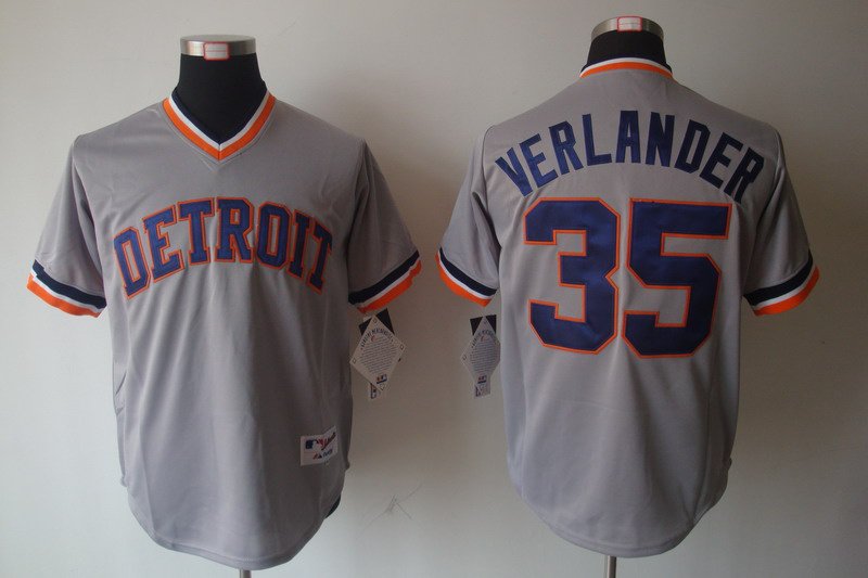 MLB Detroit Tigers 35 Justin Verlander Grey Jerseys