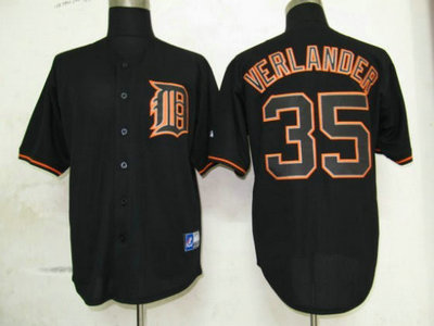 MLB Detroit Tigers 35 Verlander Black Fashion Jersey