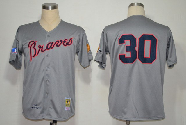 MLB Jerseys Atlanta Braves 30 Grey Cool Base