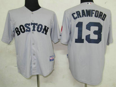 MLB Jerseys Boston Red Sox 13 Crawford Grey