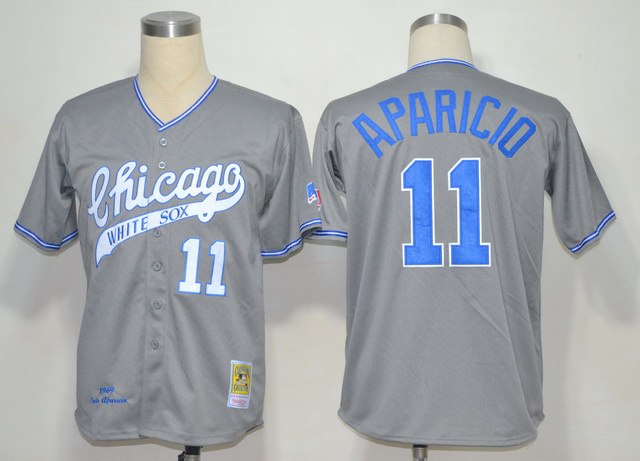 MLB Jerseys Chicago White Sox 11 Aparicio Grey Jerseys M&N 1969