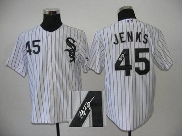 MLB Jerseys Chicago White Sox 45 JENKS White Signed Jersey