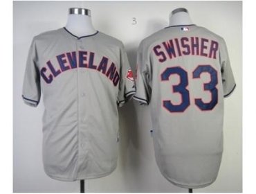 MLB Jerseys Cleveland Indians #33 Swisher grey