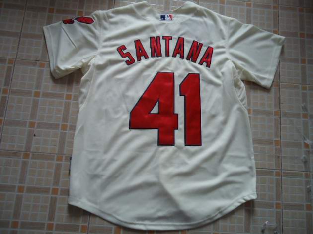 MLB Jerseys Cleveland Indians 41# SANTANA Cream