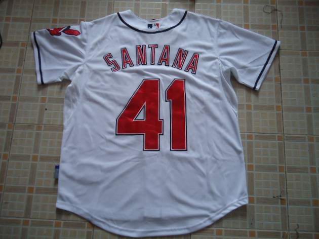 MLB Jerseys Cleveland Indians 41# SANTANA White