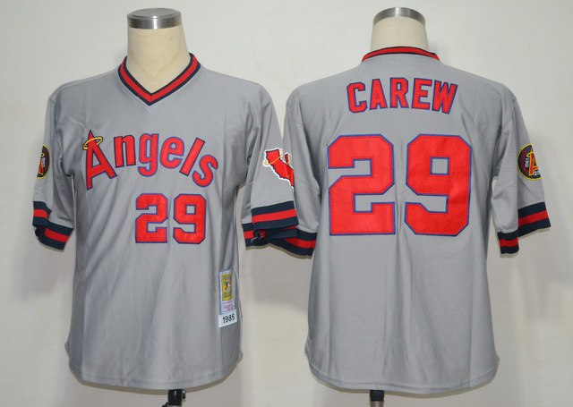 MLB Jerseys Los Angeles Angels 29 Carew Grey Jerseys M&N 1985