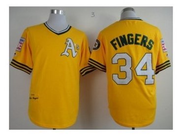 MLB Jerseys Oakland Athletics #34 Fingers yellow m&n