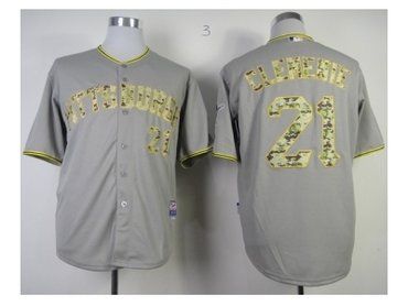 MLB Jerseys Pittsburgh Pirates #21 Clemente grey(number camo)