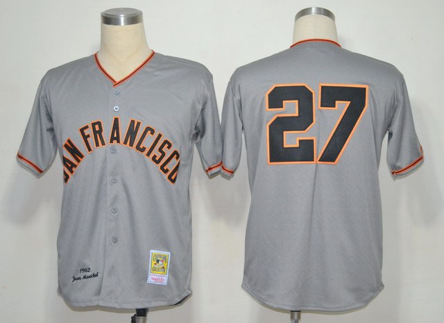 MLB Jerseys San Francisco Giants 27 Marichal Grey M&N 1962