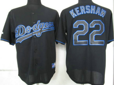 MLB Los Angeles Dodgers 22 Kershaw Black Fashion Jersey