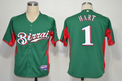 MLB Milwaukee Brewers 1 Hart Green Jerseys