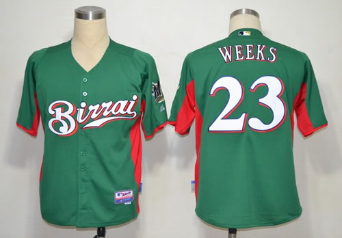 MLB Milwaukee Brewers 23 Rickie Weeks Green Jerseys
