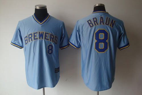 MLB Milwaukee Brewers 8 Ryan Braun blue Jerseys