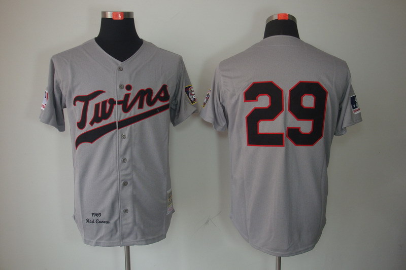 MLB Minnesota Twins 29 Mauer Grey Jerseys M&N 1969