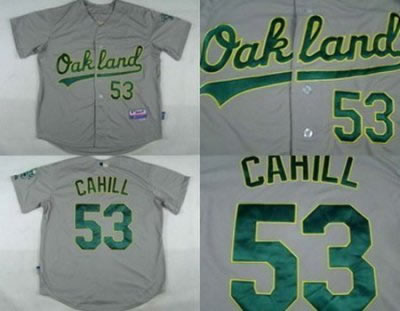 MLB Oakland Athletics 53 Cahill jersey gray