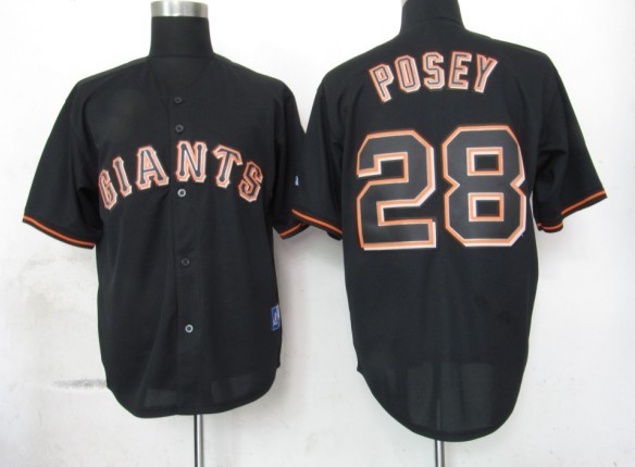 MLB San Francisco Giants 28 Posey Black Fashion Jerseys
