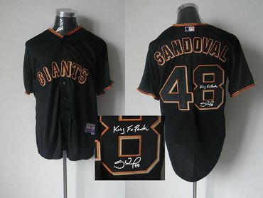 MLB San Francisco Giants 48# Sandoval Black Signed Jersey