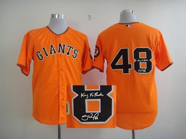 MLB San Francisco Giants 48# Sandoval Orange Signed Jersey