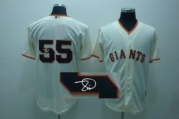 MLB San Francisco Giants 55# lincecum Cream Signed Jersey