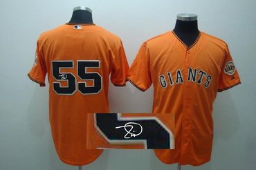 MLB San Francisco Giants 55# lincecum Orange Signed Jersey