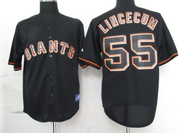 MLB San Francisco Giants 55 lincecum Black Fashion Jerseys