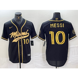 MLS Miami 10 Messi Black Gold Baseball Soccer Men Jersey MLS Miami 10 Messi Black Gold Baseball Soccer Men Jersey