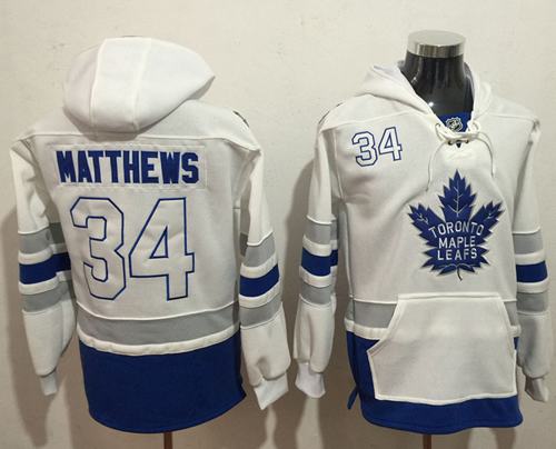 Maple Leafs #34 Auston Matthews White Name & Number Pullover NHL Hoodie Maple Leafs #34 Auston Matthews White Name & Number Pullover NHL Hoodie