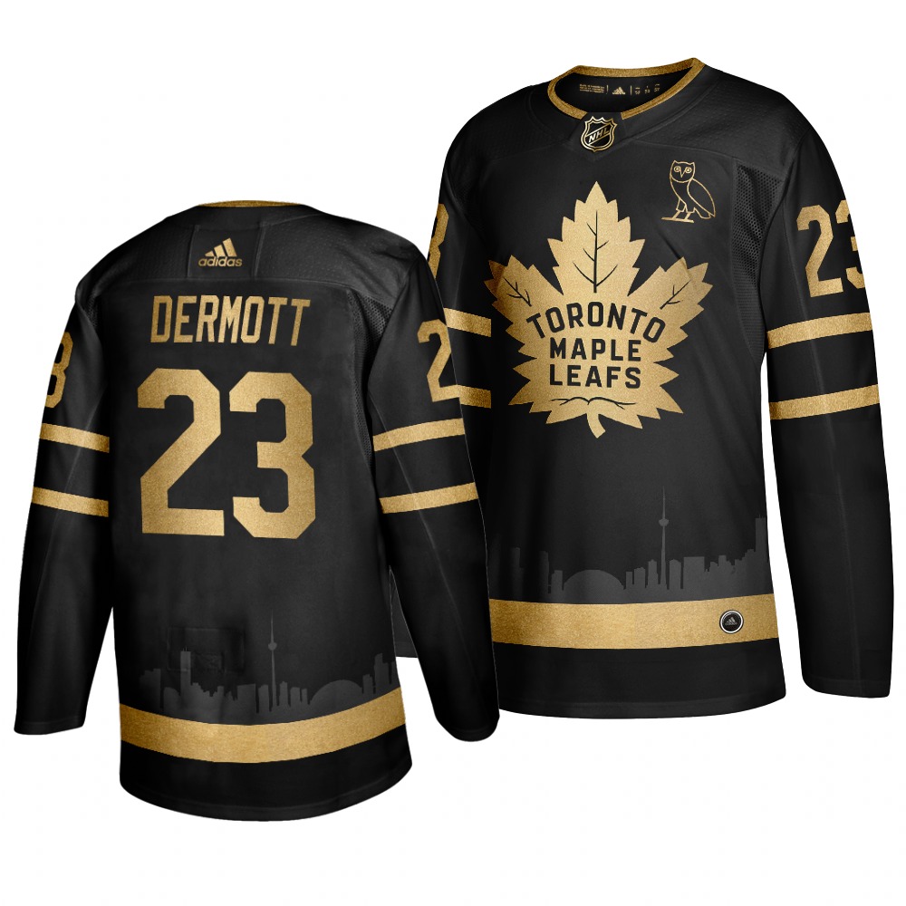 Maple Leafs 23 Travis Dermott Black With Special Glittery Logo Adidas Jersey Maple Leafs 23 Travis Dermott Black With Special Glittery Logo Adidas Jersey