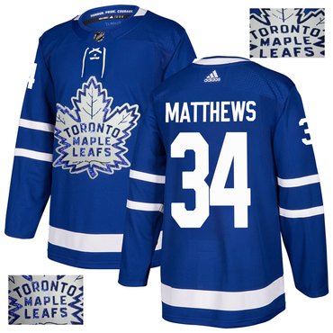 Maple Leafs 34 Auston Matthews Blue With Special Glittery Logo Adidas Jersey