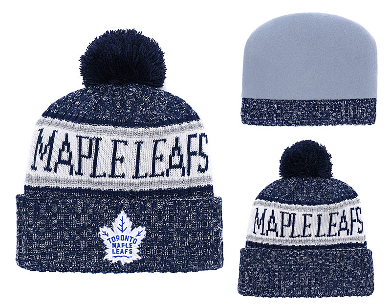 Maple Leafs Team Logo Cuffed Knit Hat With Pom YD