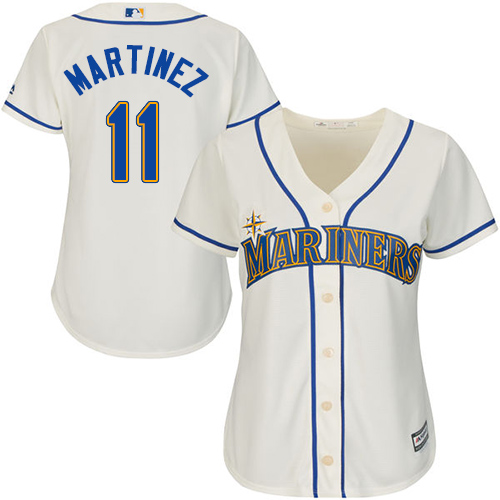 Mariners #11 Edgar Martinez Cream Alternate Women's Stitched Baseball Jersey Mariners #11 Edgar Martinez Cream Alternate Women's Stitched Baseball Jersey