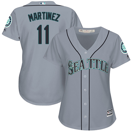 Mariners #11 Edgar Martinez Grey Road Women's Stitched Baseball Jersey Mariners #11 Edgar Martinez Grey Road Women's Stitched Baseball Jersey