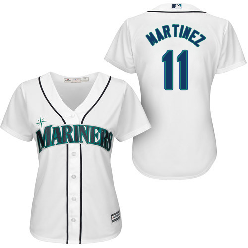 Mariners #11 Edgar Martinez White Home Women's Stitched Baseball Jersey Mariners #11 Edgar Martinez White Home Women's Stitched Baseball Jersey