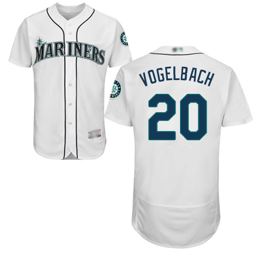 Mariners #20 Dan Vogelbach White Flexbase Authentic Collection Stitched Baseball Jersey Mariners #20 Dan Vogelbach White Flexbase Authentic Collection Stitched Baseball Jersey