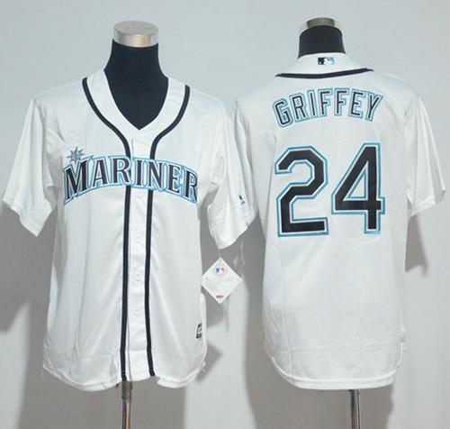 Mariners #24 Ken Griffey White Cool Base Stitched Youth MLB Jersey Mariners #24 Ken Griffey White Cool Base Stitched Youth MLB Jersey