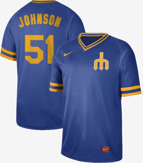 Mariners #51 Randy Johnson Royal Authentic Cooperstown Collection Stitched Baseball Jersey Mariners #51 Randy Johnson Royal Authentic Cooperstown Collection Stitched Baseball Jersey