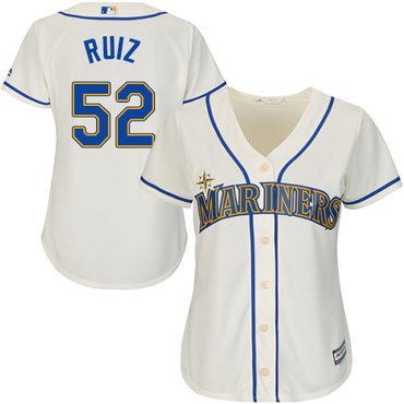 Mariners #52 Carlos Ruiz Cream Alternate Women's Stitched MLB Jersey