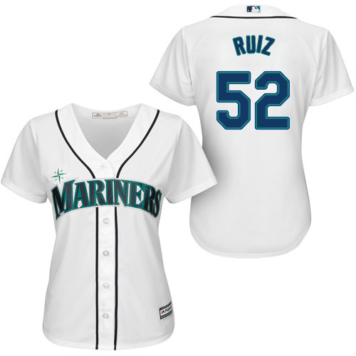 Mariners #52 Carlos Ruiz White Home Women's Stitched MLB Jersey