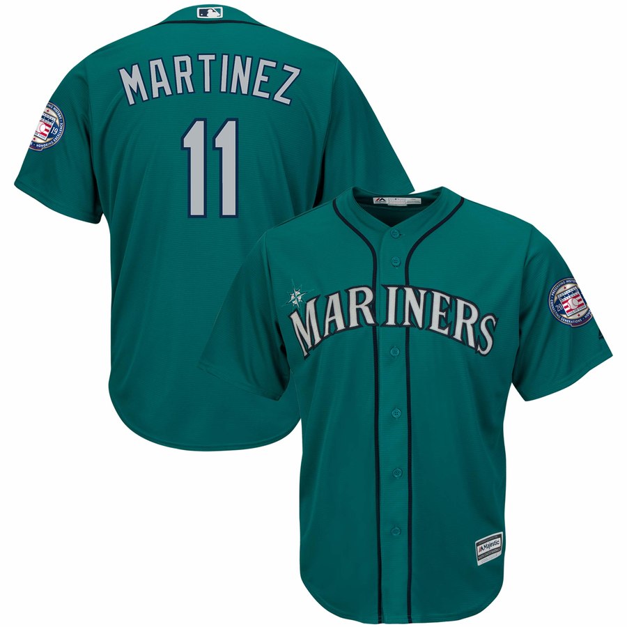 Mariners 11 Edgar Martinez Green 2019 Hall Of Fame Induction Patch Cool Base Jersey Mariners 11 Edgar Martinez Green 2019 Hall Of Fame Induction Patch Cool Base Jersey