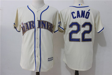Mariners 22 Robinson Cano Cream Cool Base Jersey