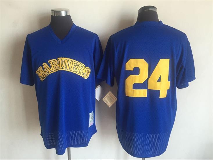 Mariners 24 Ken Griffey Jr. Blue Cooperstown Collection Batting Practice Jersey