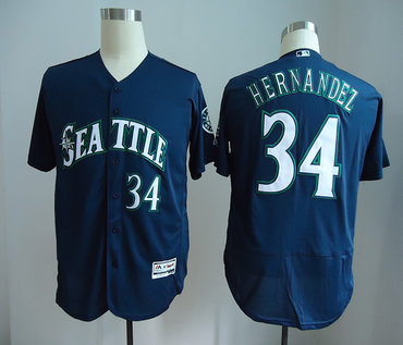 Mariners 34 Felix Hernandez Navy Flexbase Jersey